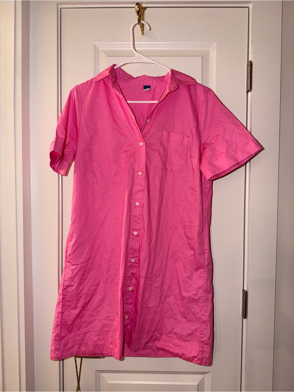 Old Navy Pink Short-Sleeve Button-Up Mini Dress